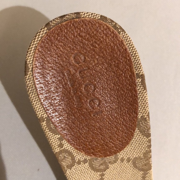 Gucci Monogram Kitten Heel Mule Sandals - size 6 - Picture 4 of 7